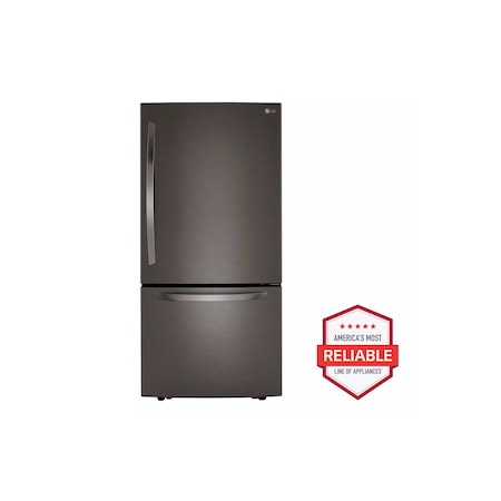 Lg 26 cu. ft. Energy Star Certified Bottom Freezer Refrigerator in Black Stainless Steel LRDCS2603D
